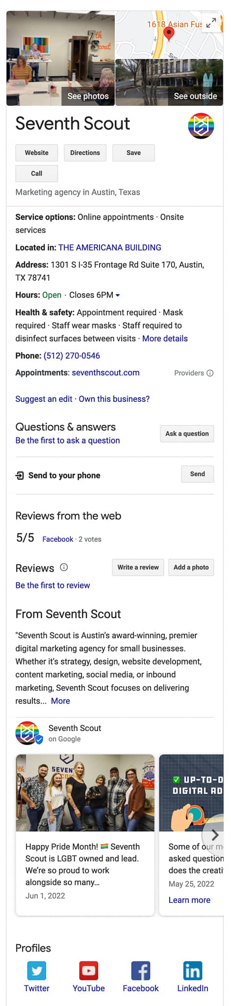 Seventh Scout Google Business Profile