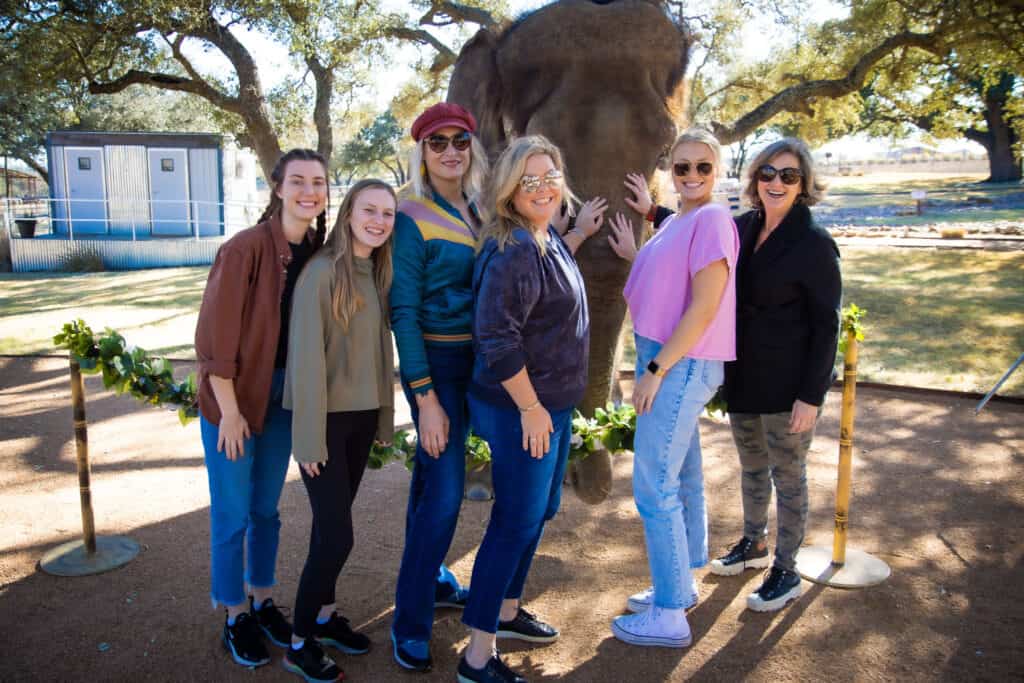 seventh scout team with asian elephant at the preserve in fredricksburg