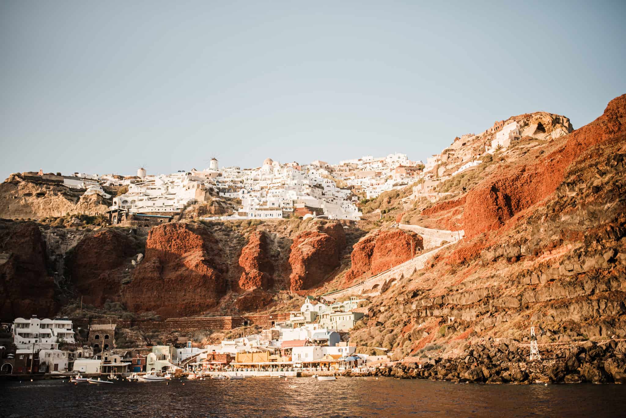 oia, santorini, greece - view from the sea during restorative week