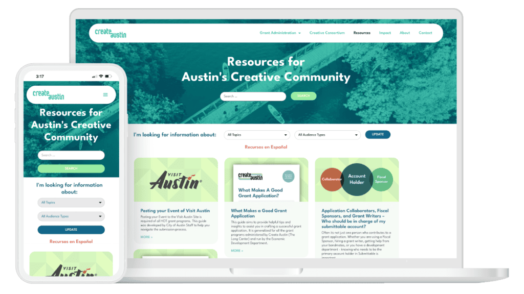 Resource Hub on Create Austin website