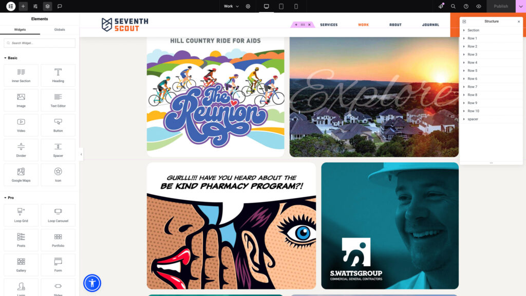 Wordpress and Elementor Screenshots
